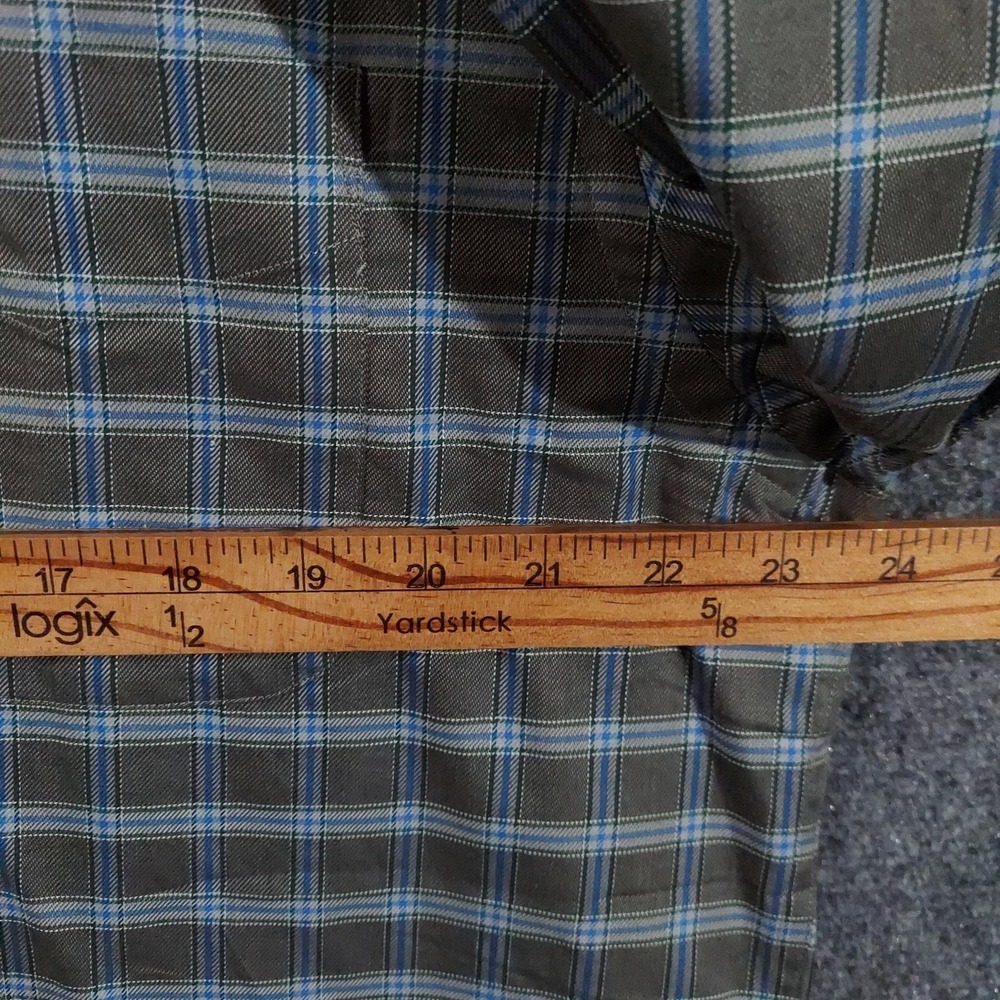 Henry Jacobson Shirt Mens Large‎ Gray Blue Plaid Cotton Long Sleeve Button Front - Picture 7 of 13